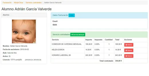 Pantalla de control de impagos en KinderClose