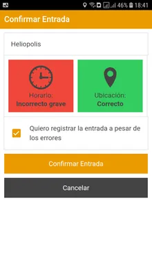 Confirmación del registro de jornada