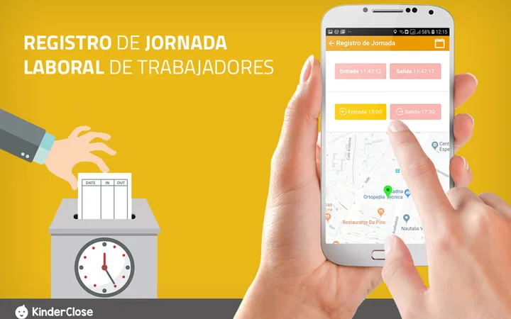 Registro de jornada laboral de los trabajadores en la app KinderClose